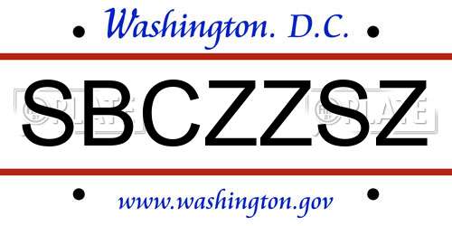 SBCZZSZ District Of Columbia License Plate