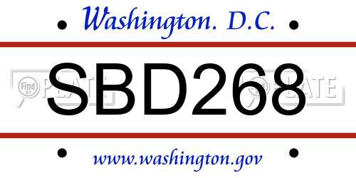 SBD268 District Of Columbia License Plate