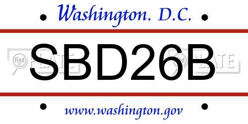 SBD26B District Of Columbia License Plate
