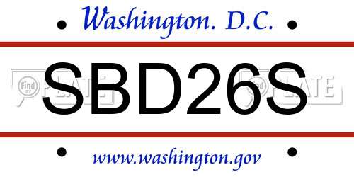 SBD26S District Of Columbia License Plate