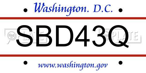 SBD43Q District Of Columbia License Plate