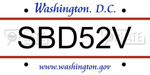 SBD52V District Of Columbia License Plate