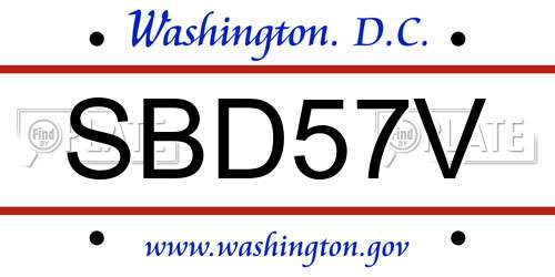 SBD57V District Of Columbia License Plate