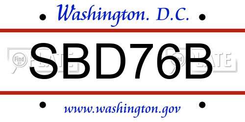 SBD76B District Of Columbia License Plate