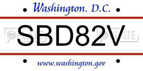 SBD82V District Of Columbia License Plate