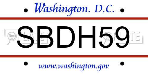 SBDH59 District Of Columbia License Plate