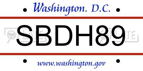 SBDH89 District Of Columbia License Plate