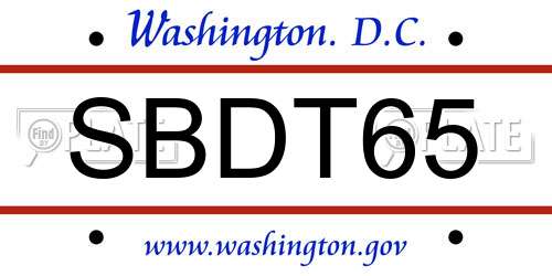 SBDT65 District Of Columbia License Plate