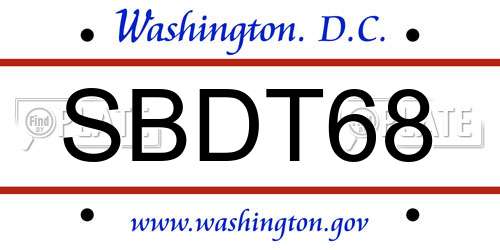SBDT68 District Of Columbia License Plate