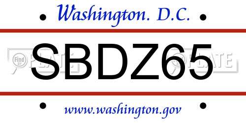 SBDZ65 District Of Columbia License Plate