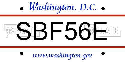 SBF56E District Of Columbia License Plate