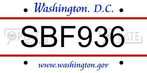 SBF936 District Of Columbia License Plate