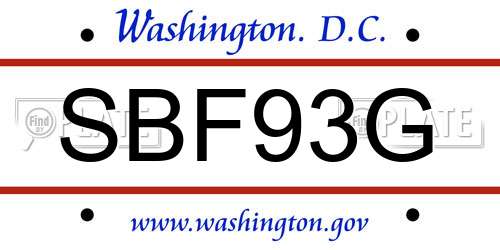 SBF93G District Of Columbia License Plate
