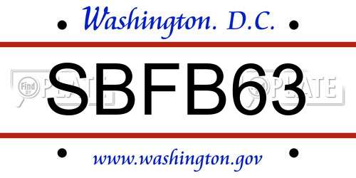 SBFB63 District Of Columbia License Plate
