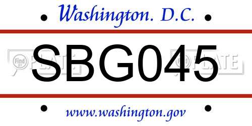 SBG045 District Of Columbia License Plate