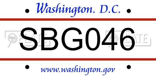 SBG046 District Of Columbia License Plate