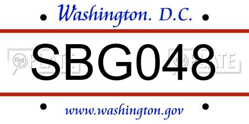 SBG048 District Of Columbia License Plate