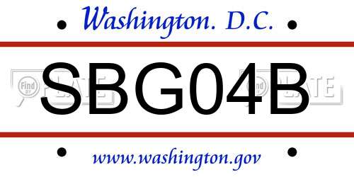 SBG04B District Of Columbia License Plate