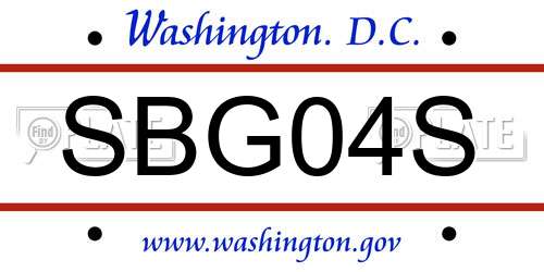 SBG04S District Of Columbia License Plate