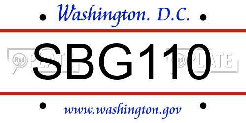 SBG110 District Of Columbia License Plate