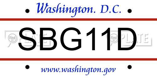 SBG11D District Of Columbia License Plate