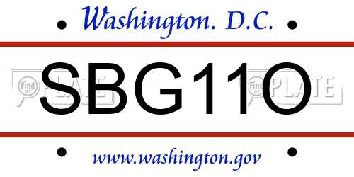 SBG11O District Of Columbia License Plate