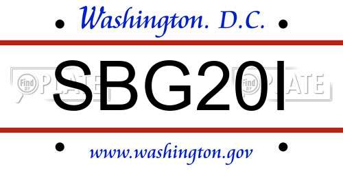 SBG20I District Of Columbia License Plate