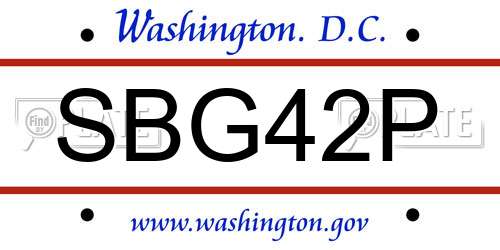 SBG42P District Of Columbia License Plate