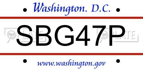 SBG47P District Of Columbia License Plate