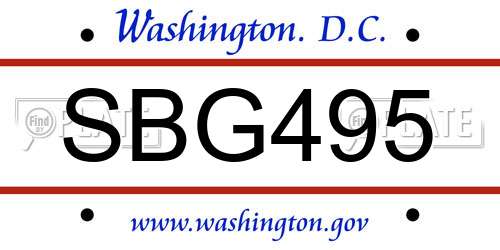 SBG495 District Of Columbia License Plate
