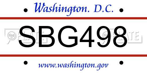 SBG498 District Of Columbia License Plate