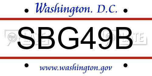 SBG49B District Of Columbia License Plate