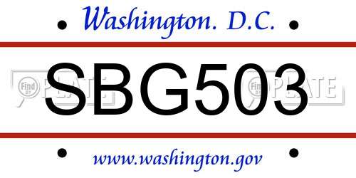 SBG503 District Of Columbia License Plate