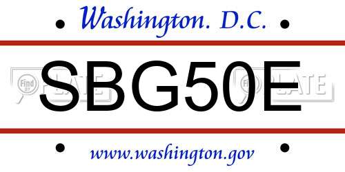 SBG50E District Of Columbia License Plate