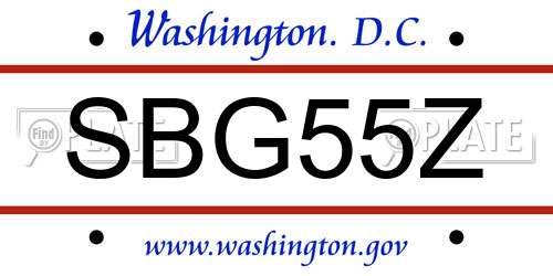 SBG55Z District Of Columbia License Plate