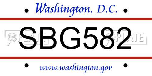 SBG582 District Of Columbia License Plate