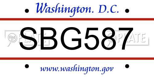SBG587 District Of Columbia License Plate