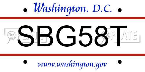 SBG58T District Of Columbia License Plate