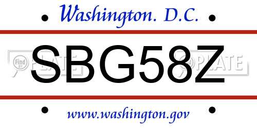 SBG58Z District Of Columbia License Plate