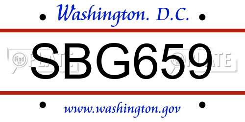 SBG659 District Of Columbia License Plate