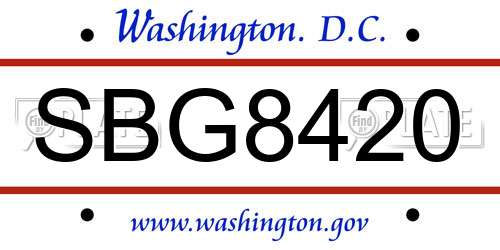 SBG8420 District Of Columbia License Plate
