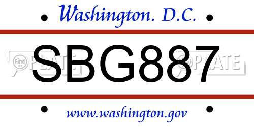SBG887 District Of Columbia License Plate