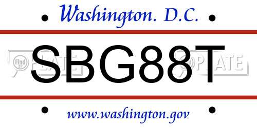 SBG88T District Of Columbia License Plate
