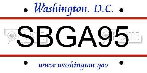 SBGA95 District Of Columbia License Plate