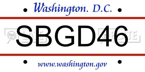 SBGD46 District Of Columbia License Plate