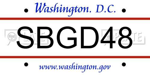 SBGD48 District Of Columbia License Plate