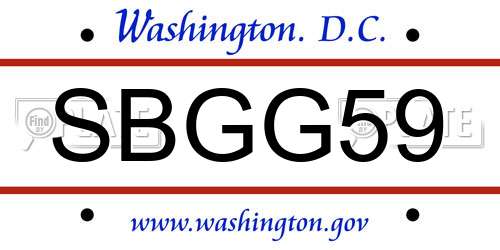 SBGG59 District Of Columbia License Plate