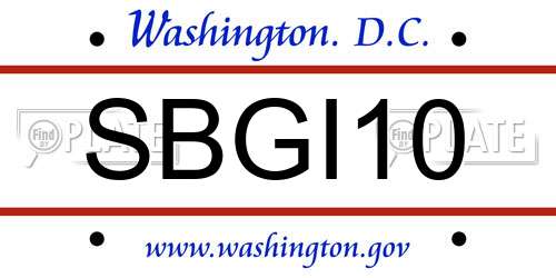 SBGI10 District Of Columbia License Plate