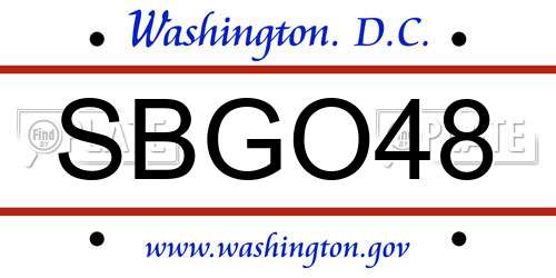 SBGO48 District Of Columbia License Plate