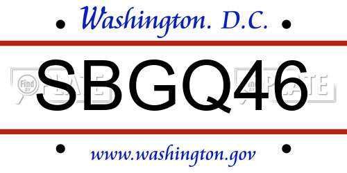 SBGQ46 District Of Columbia License Plate
